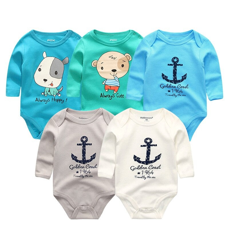 5 Pcs Cotton Toddler Bodysuits Set-Children Cloth Shop