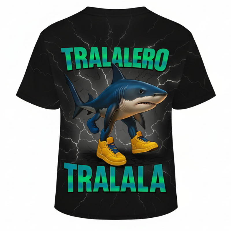 Casual Tralalero Shark Graphic T Shirt For Boys