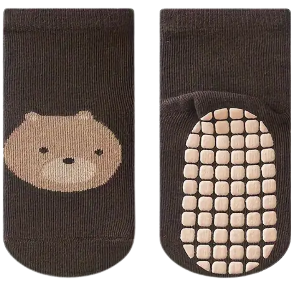 6 Pairs Of Non Slip Socks With Cartoon Animal Designs For Boys