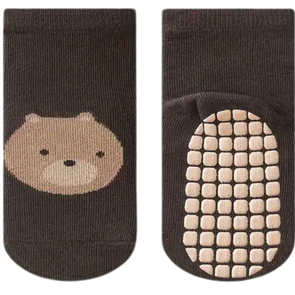 6 Pairs Of Non Slip Socks With Cartoon Animal Designs For Boys