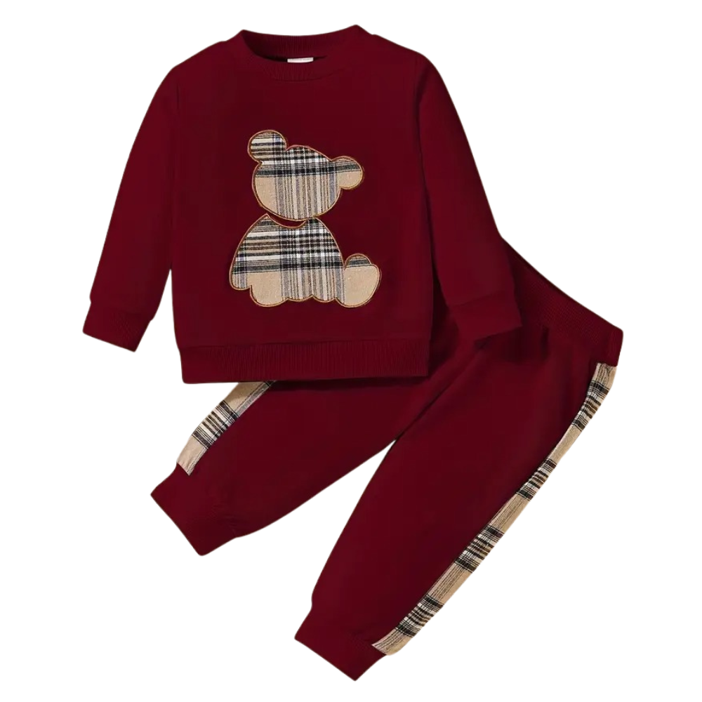 Bear Embroidery Toddler Two Piece Outfit Set