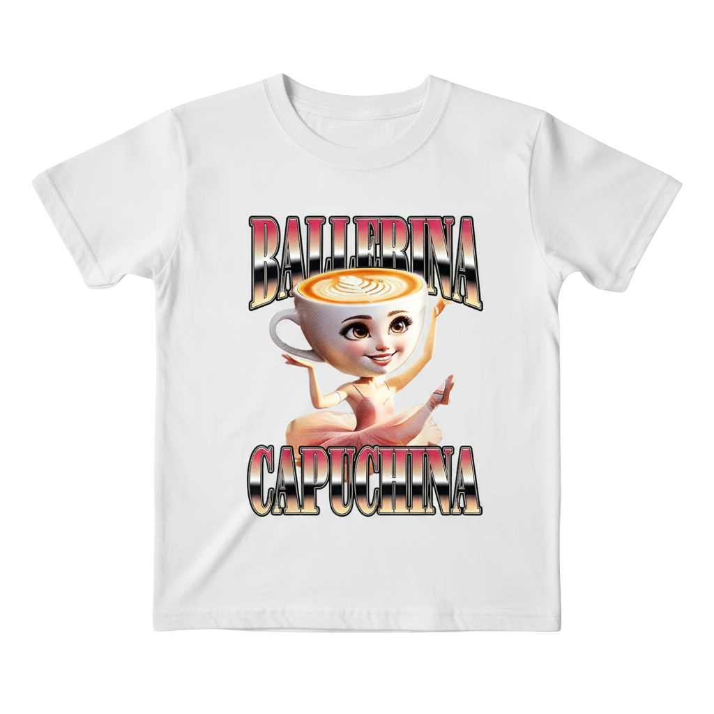 Graphic Print with Ballet Dancer And Cupcake Design Short Sleeve T-Shirt