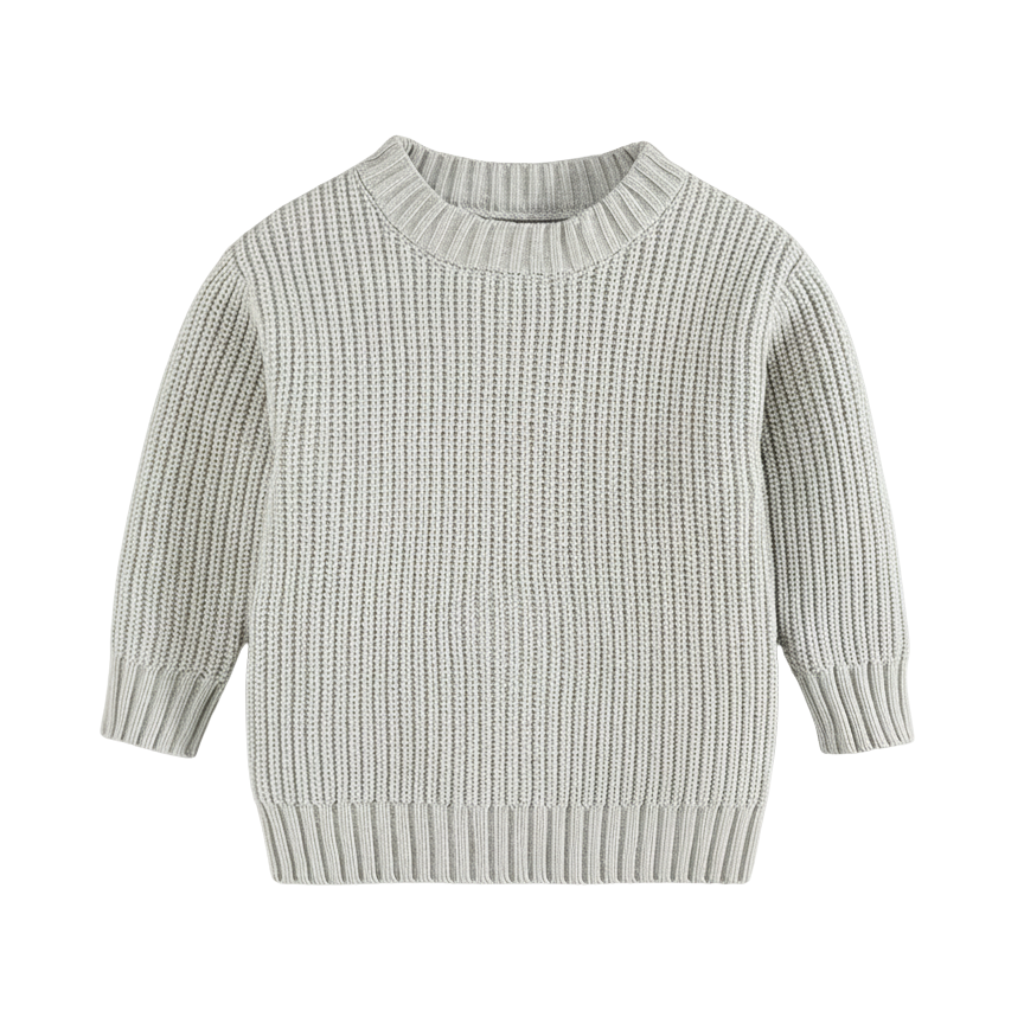 Long Sleeve Cable Knit Pullover For Baby With Button Closure