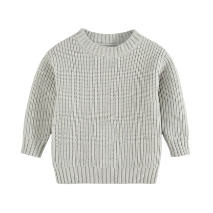 Long Sleeve Cable Knit Pullover For Baby With Button Closure