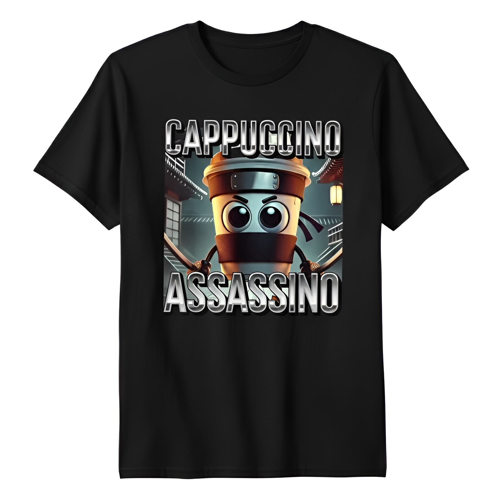 Cappuccino Assassino Coffee Cartoon Pattern Print Tshirt for Boys