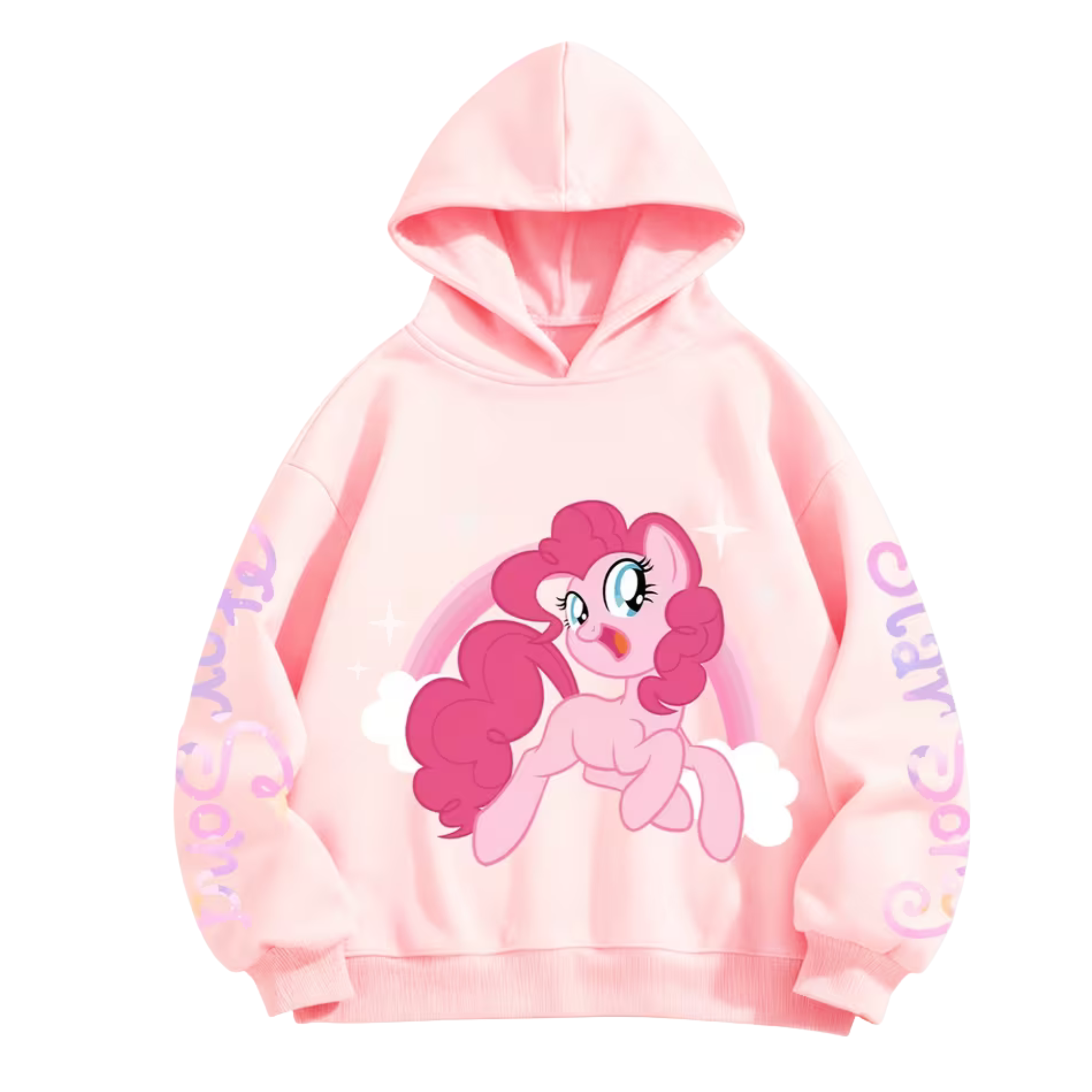 Pinkie Pie Cartoon Graphic Print Hooded Sweatshirt For Kids Winter Wear
