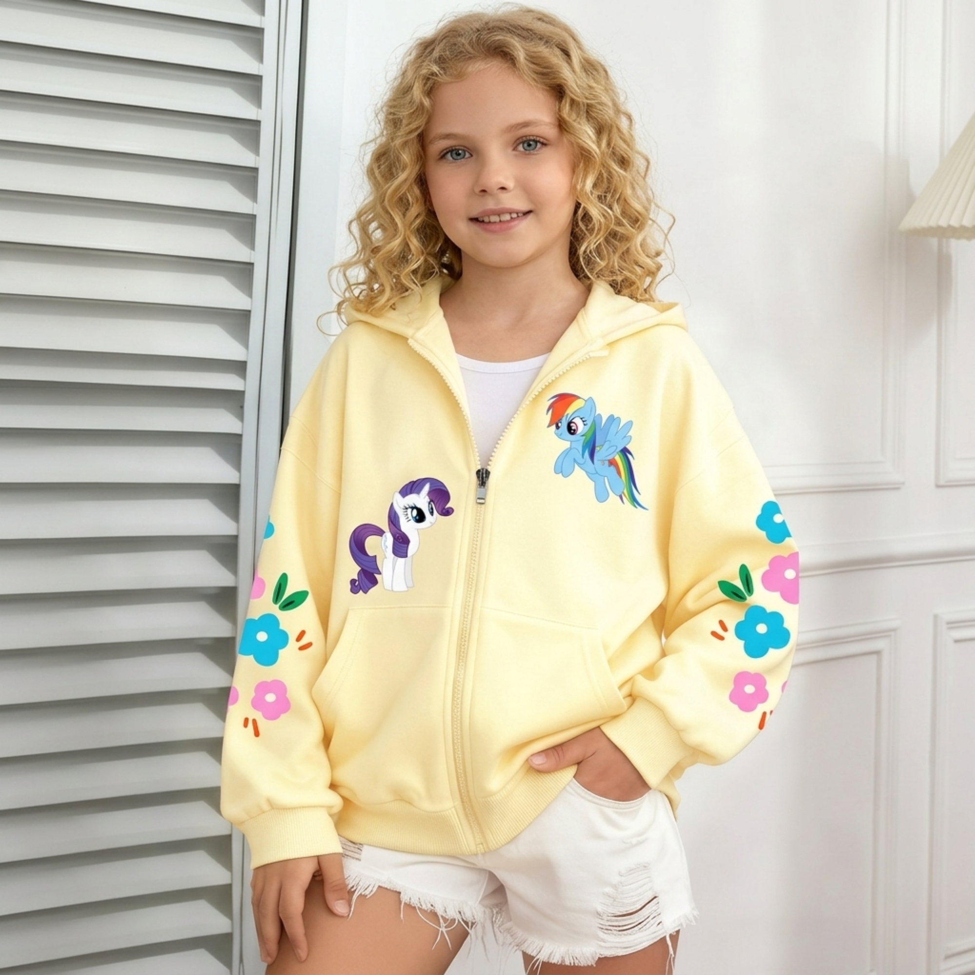 Hello Kitty Cartoon Print Pullover Hoodie For Girls