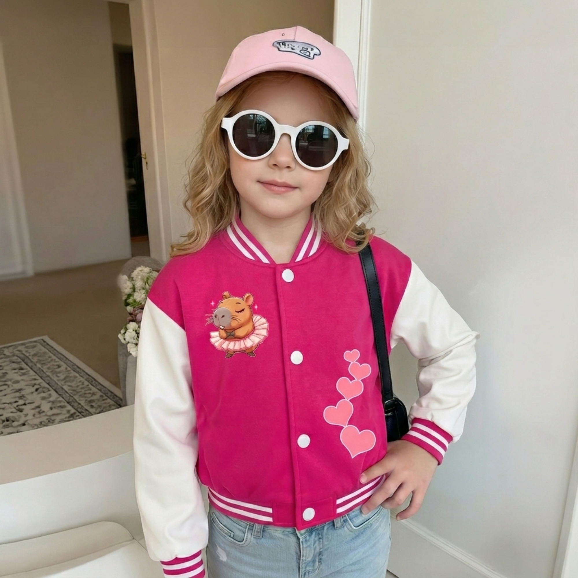 Capybara Inspired Baseball Jacket For Girls 
