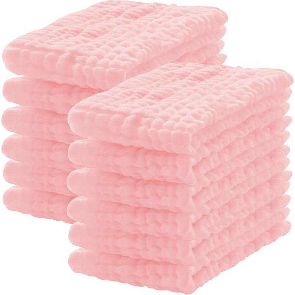 12 Of Pack Cotton Muslin Burp Cloths for Baby Large Extra Soft and Absorbent White