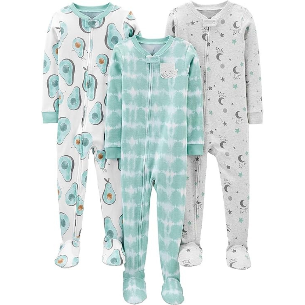Pack of 3 Snug Fit Footed Cotton Pajamas