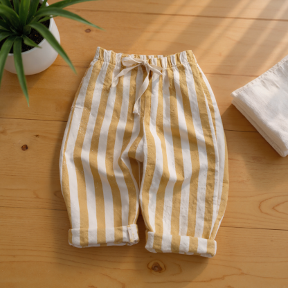 Baby Striped Drawstring Casual Pants