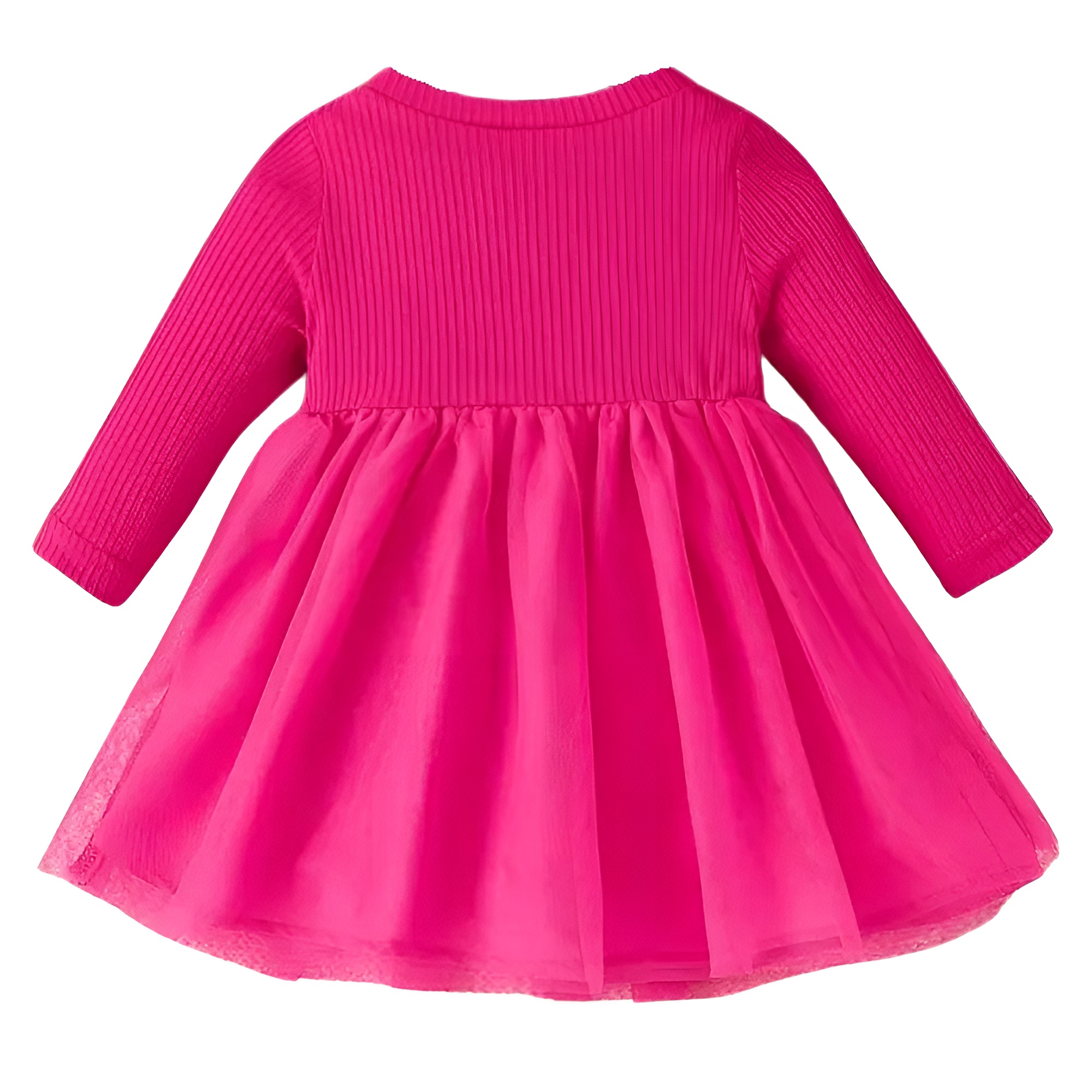 Long Sleeve Dress with Flower and Net