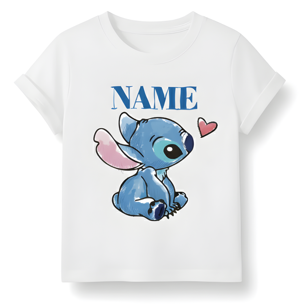 Custom Stitch Cartoon Personalized Name Kids Tee