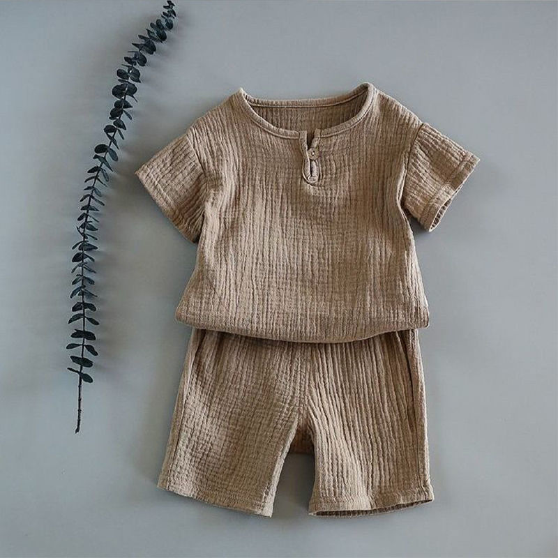 The Simple Linen T-Shirt Set-Children Cloth Shop