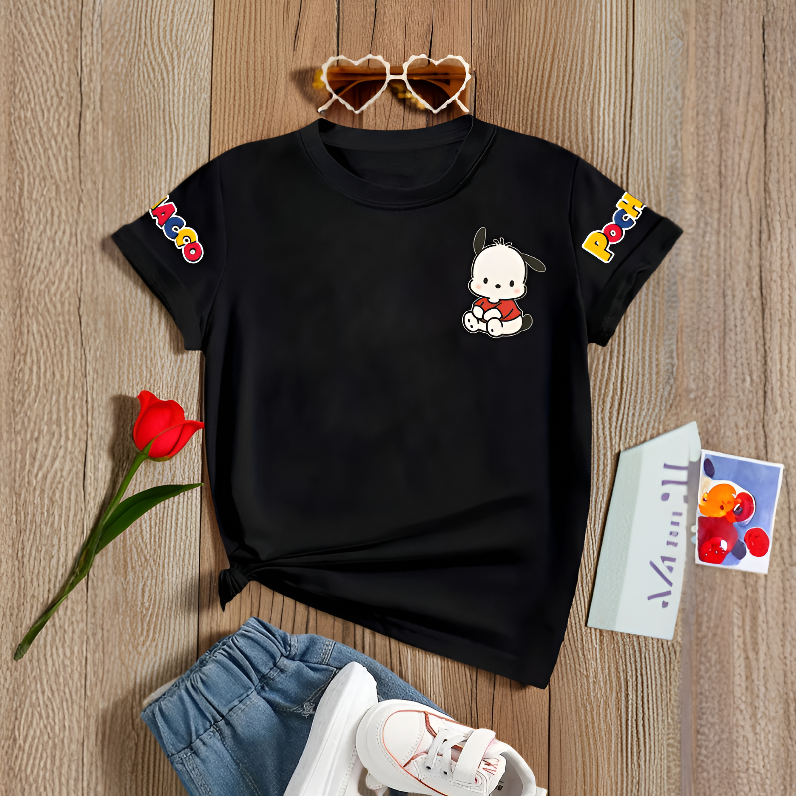 Double Sided Pochacco Printed Short Sleeve T Shirt