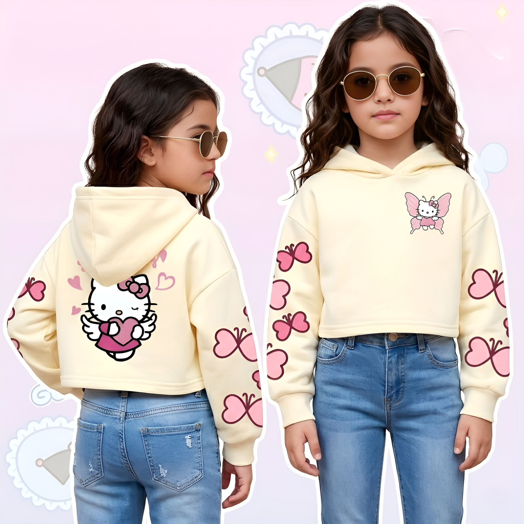 Modern Character Butterfly Urban Aesthetic Kids Hoodie