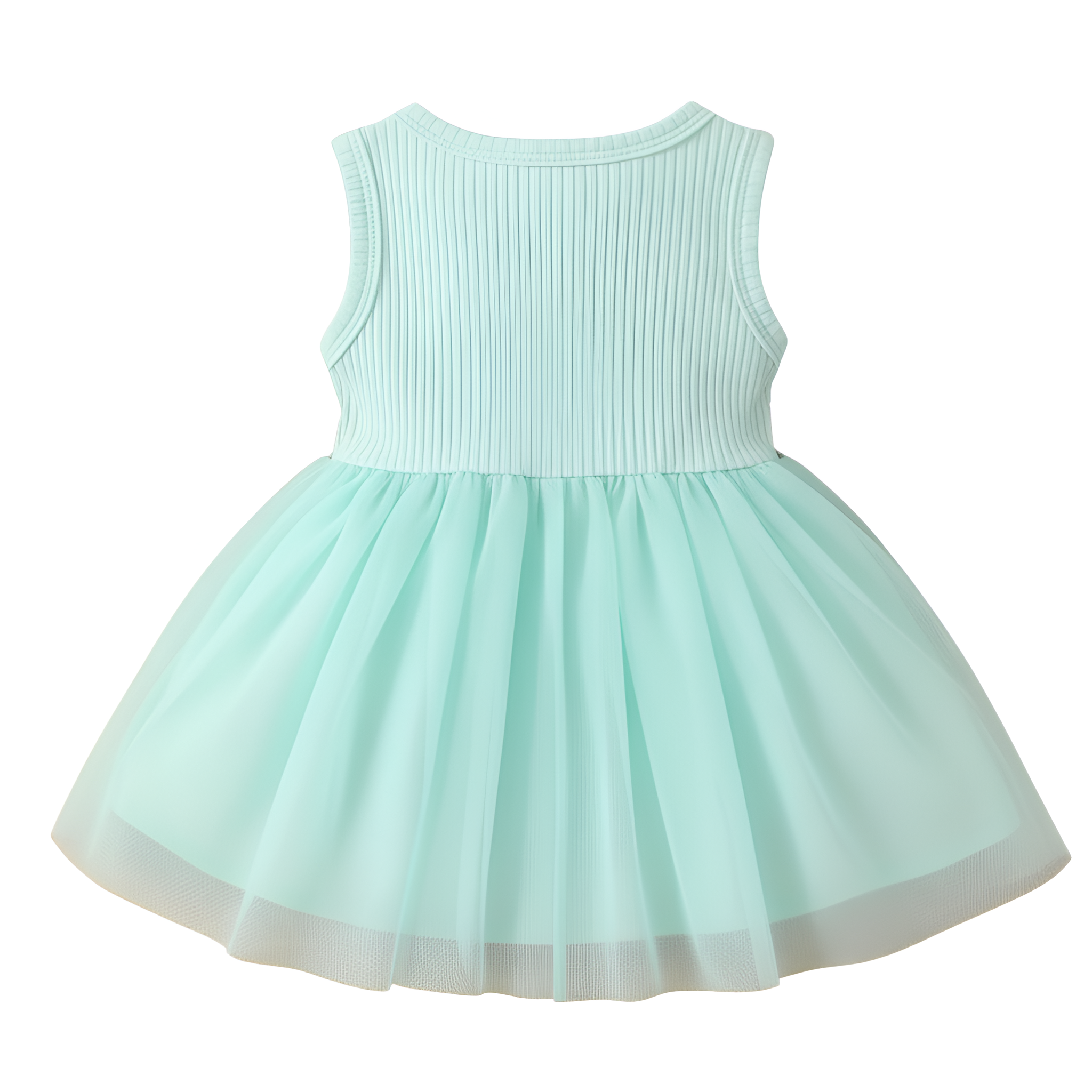 Summer Style Girl Round Neck Floral Waist Decor Vest Casual Dress