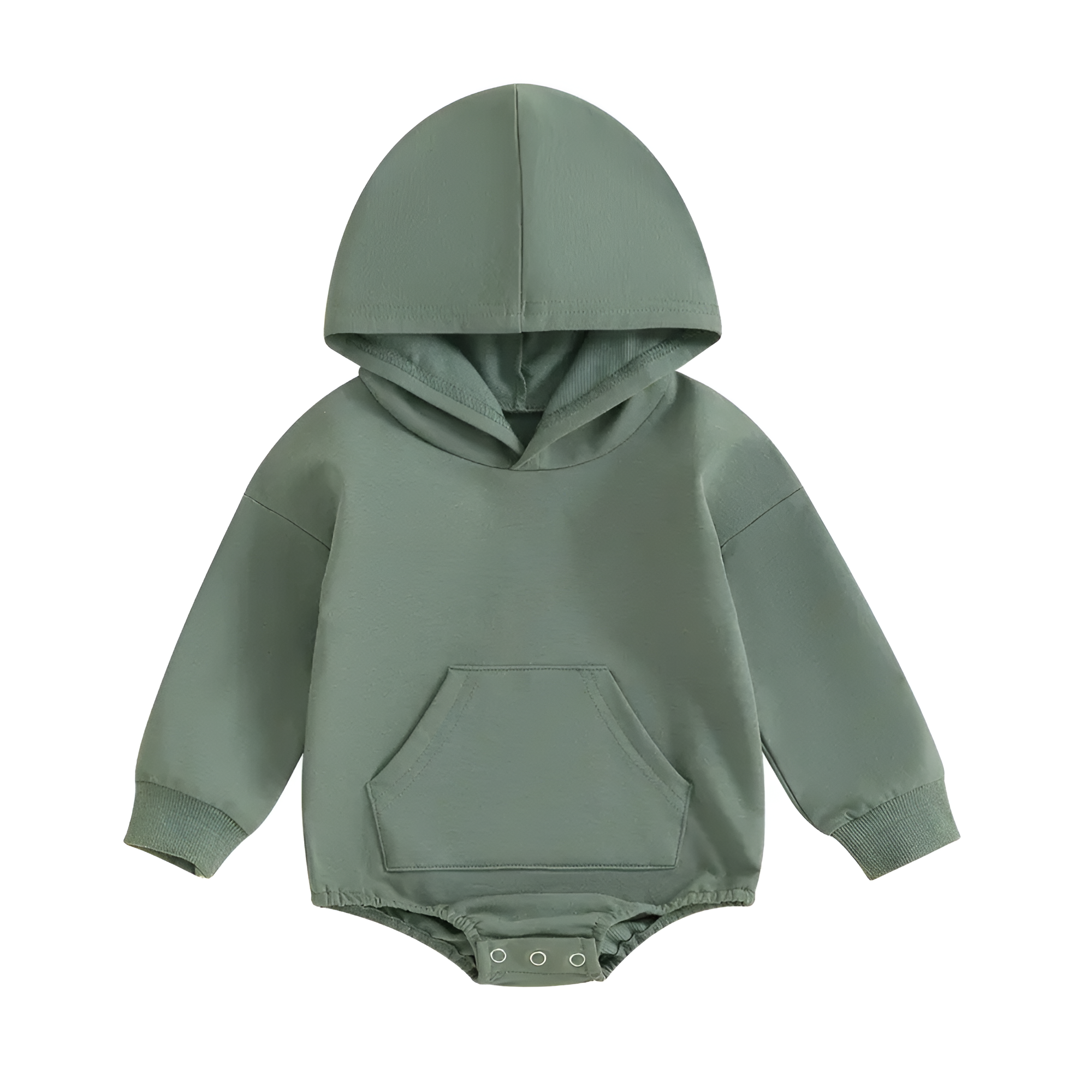  Baby Onesie Newborn Boy Girl Hooded Romper Long Sleeve Front Pocket Solid Color Bodysuit