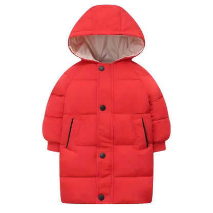 Kids Long Winter Hooded Puffer Coat Jacket
