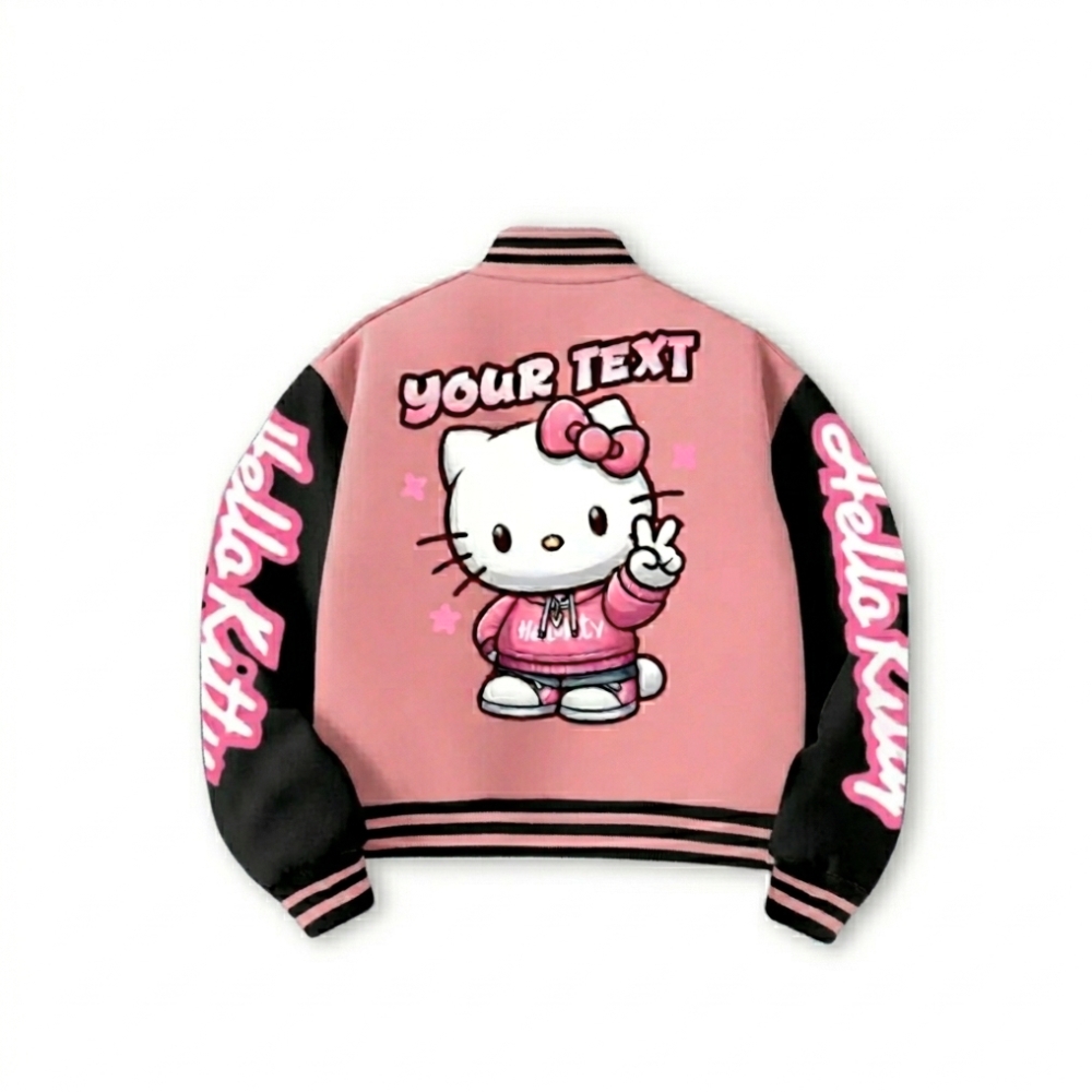 Personalized Hello Kitty Themed Baseball Jacket For Girls 