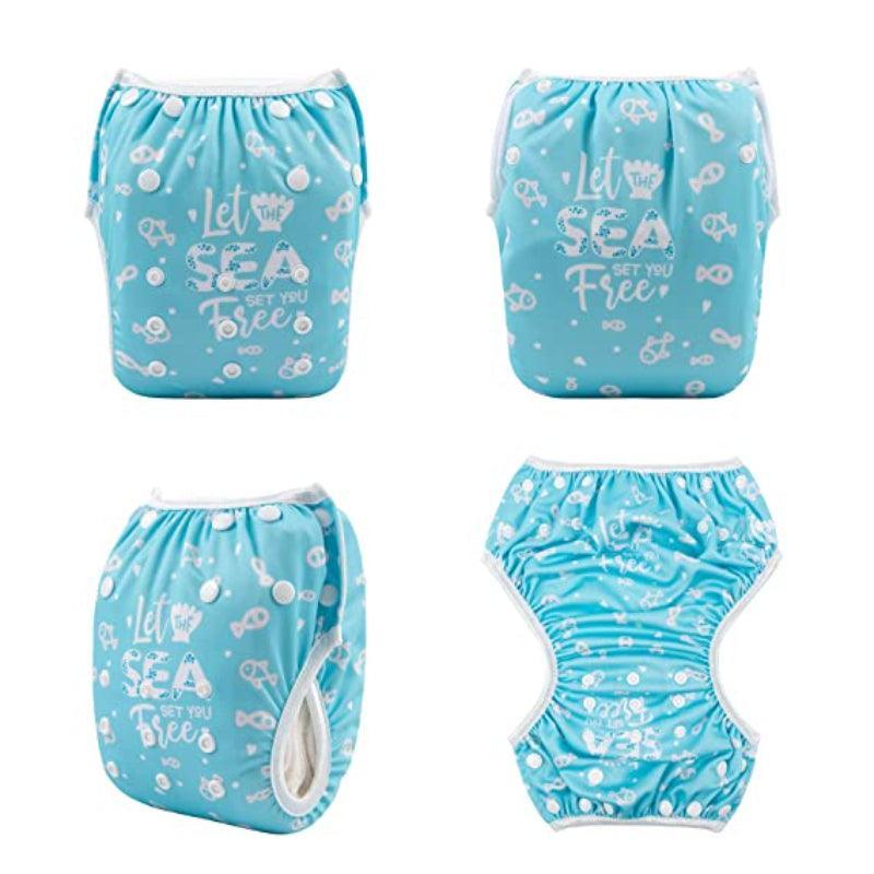 Reusable 2 Pcs Swim Diaper Set for Toddlers with Snap Closures-Children Cloth Shop