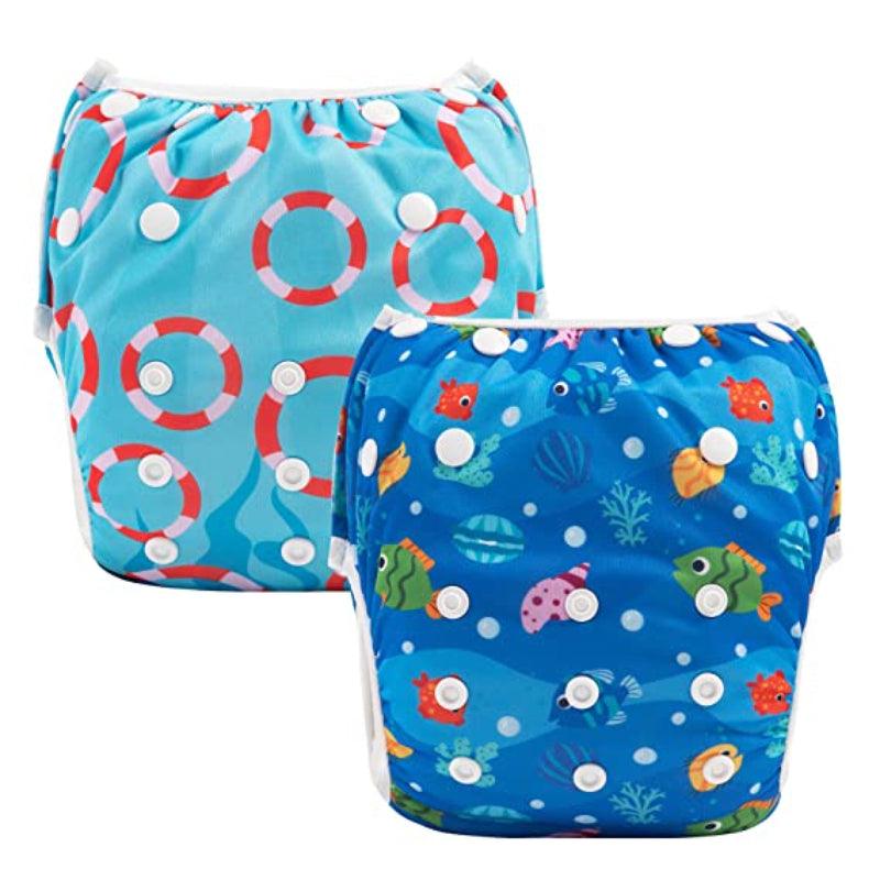 Reusable 2 Pcs Swim Diaper Set for Toddlers with Snap Closures-Children Cloth Shop