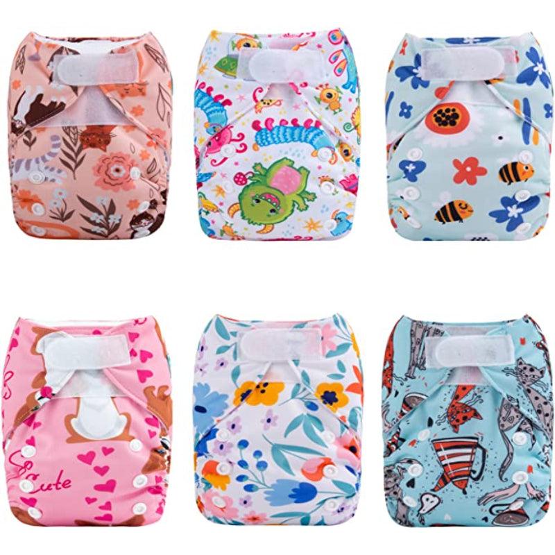 6 Pcs Newborn Pocket Cloth Diapers With 12 Insert Set-Children Cloth Shop
