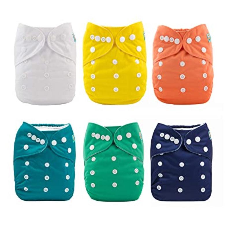 Adjustable Washable Reusable Baby Cloth Diapers For Baby with 6 Pack and 12 Inserts-Children Cloth Shop