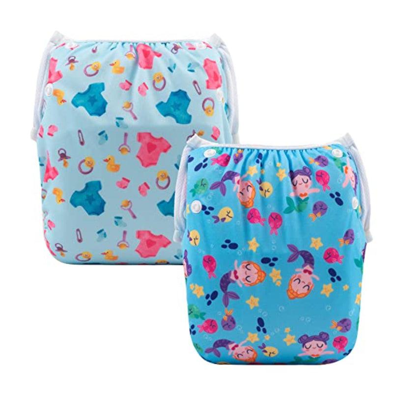 Reusable 2 Pcs Swim Diaper Set for Toddlers with Snap Closures-Children Cloth Shop
