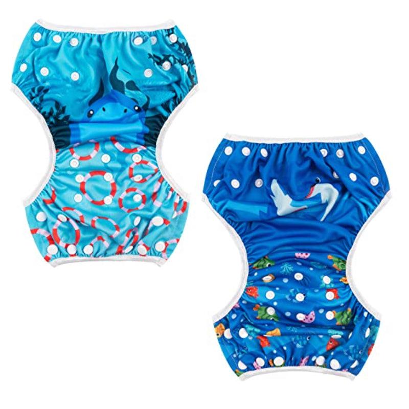 Reusable 2 Pcs Swim Diaper Set for Toddlers with Snap Closures-Children Cloth Shop