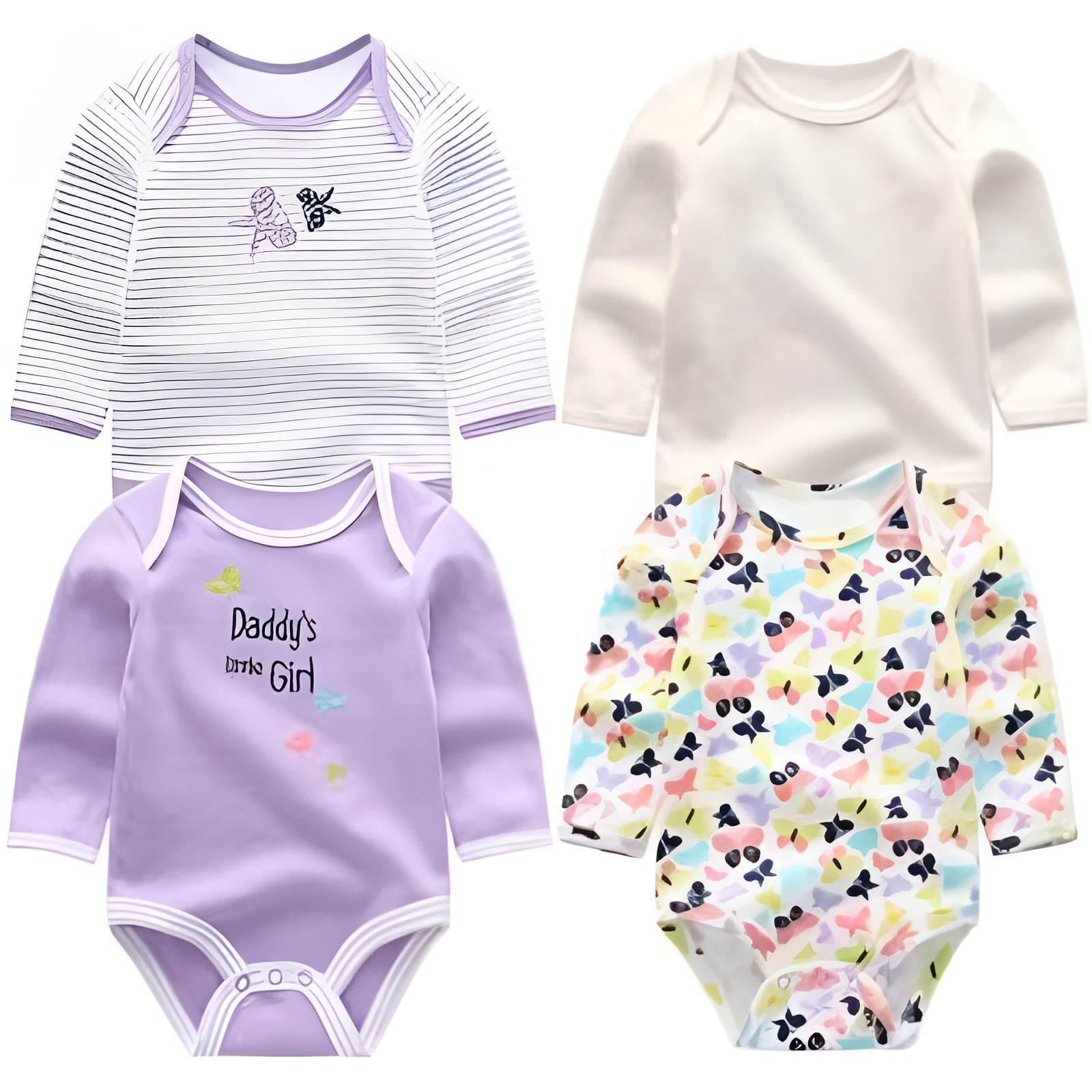 4Pcs Cartoon Print Long Sleeve Jumpsuit