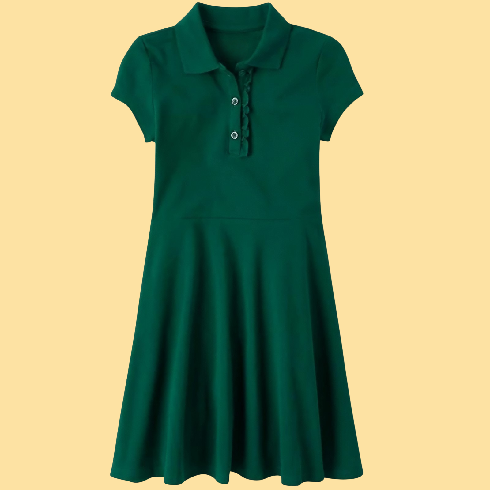 Girls Short Sleeve Ruffle Polo Dress