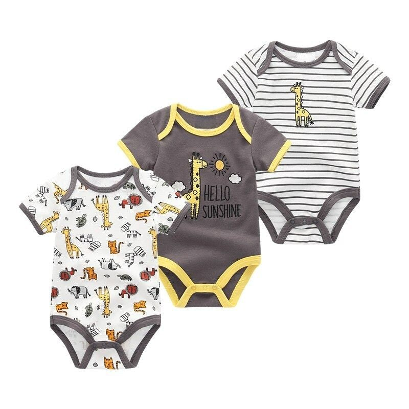 3 Pieces Cotton Romper Baby Bodysuit Set-Children Cloth Shop
