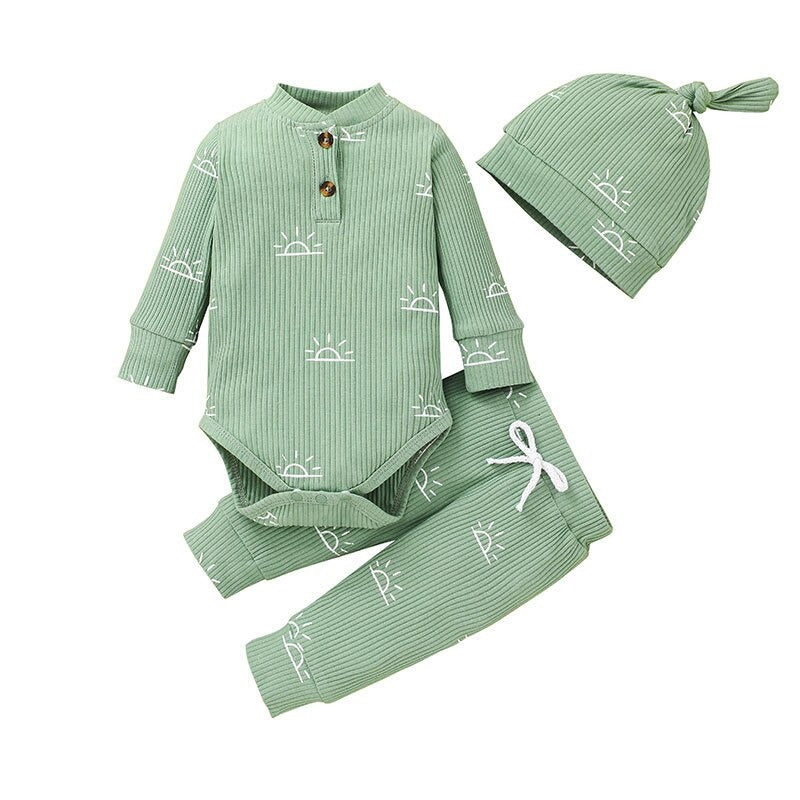 3 Pcs Baby Casual Jumpsuit With Hat-Children Cloth Shop