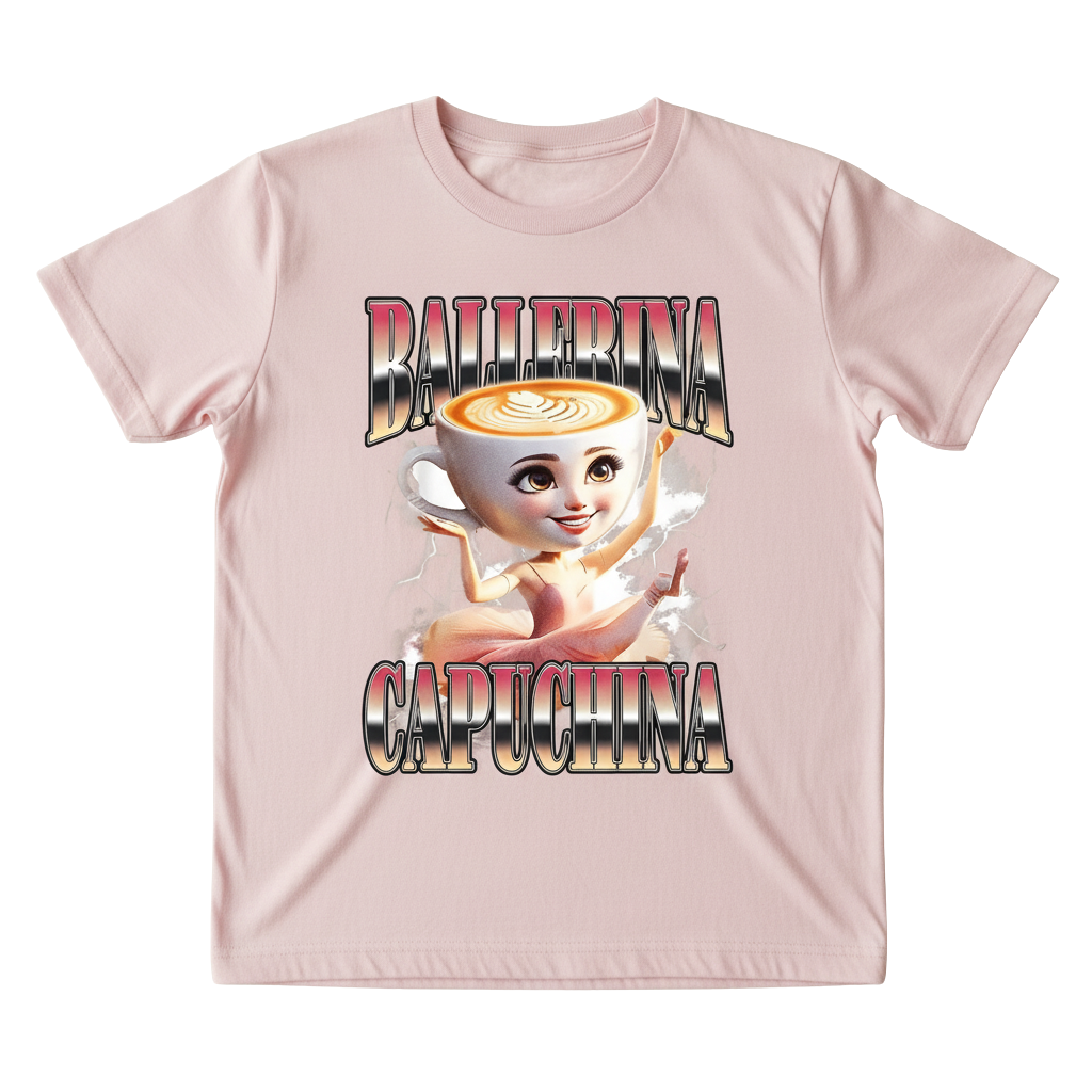 Graphic Print with Ballet Dancer And Cupcake Design Short Sleeve T-Shirt