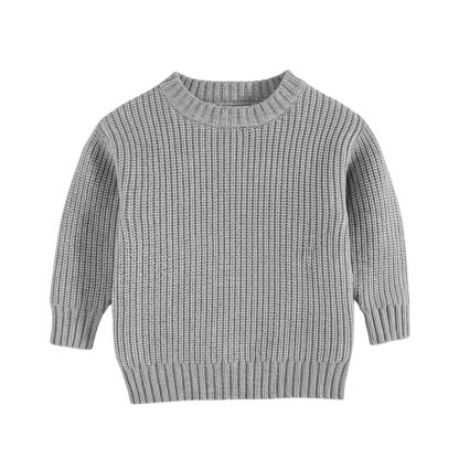 Long Sleeve Cable Knit Pullover For Baby With Button Closure