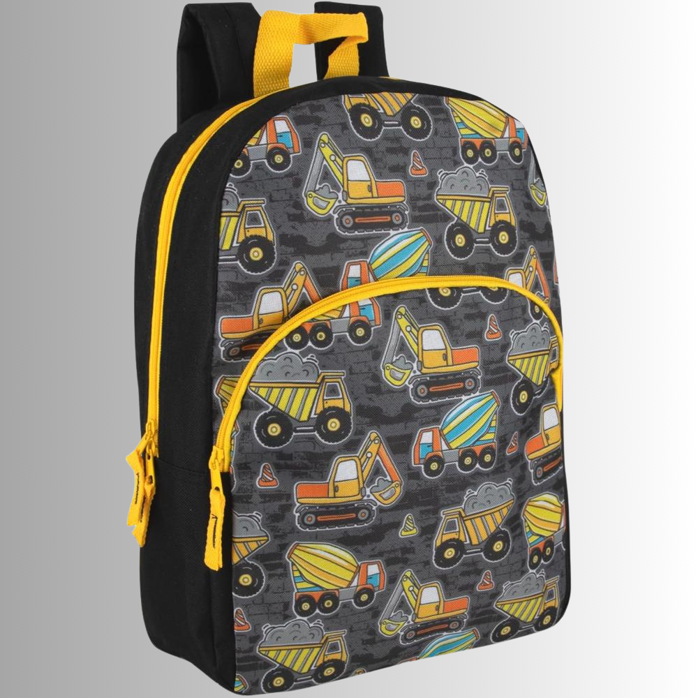 Construction Trucks Kids Backpack for School or Travel