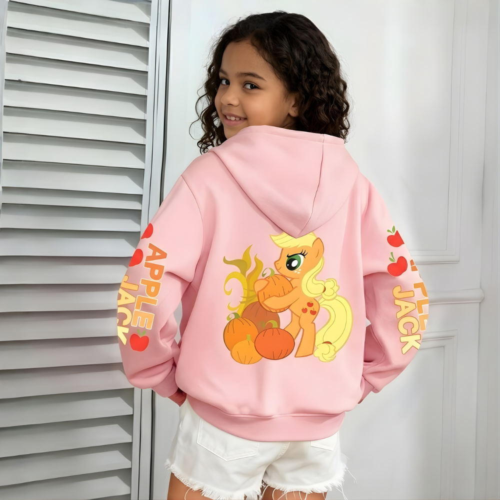 Zip Up Hooded JacketNwith Pockets Featuring Applejack Double Sided Print