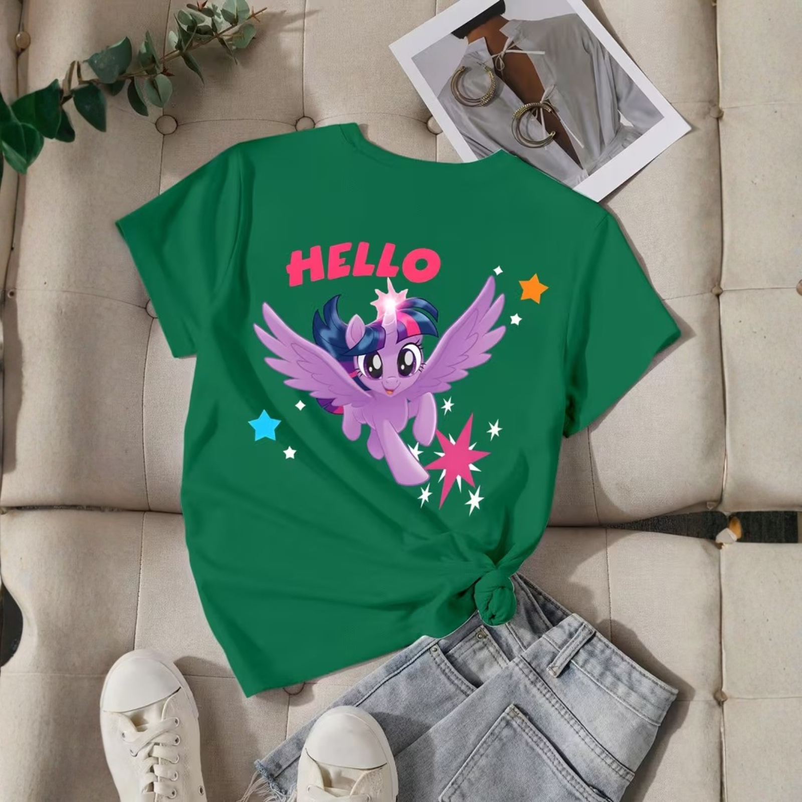 Twilight Sparkle Cartoon Printed Short Sleeve T Shirt For Girls