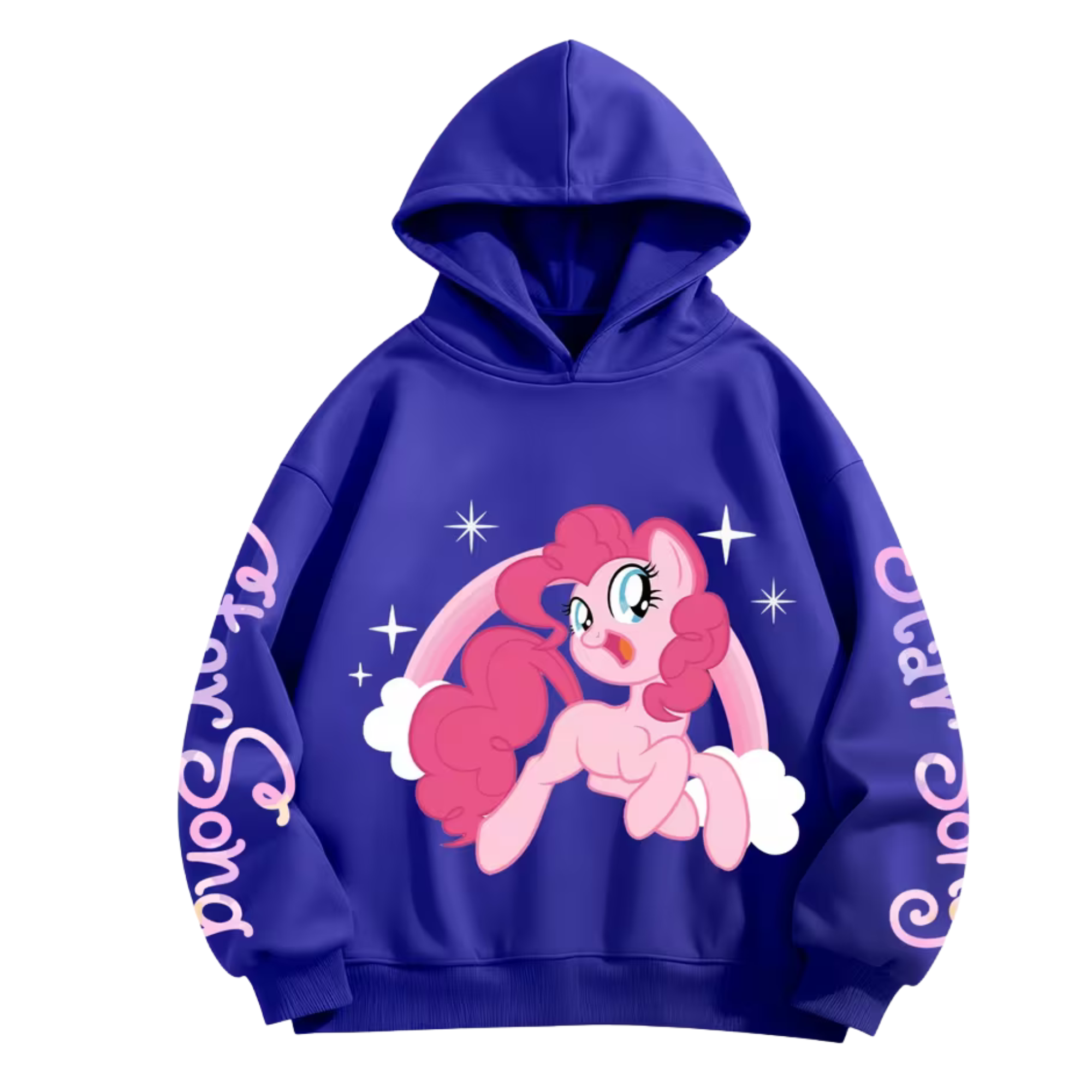 Pinkie Pie Cartoon Graphic Print Hooded Sweatshirt For Kids Winter Wear