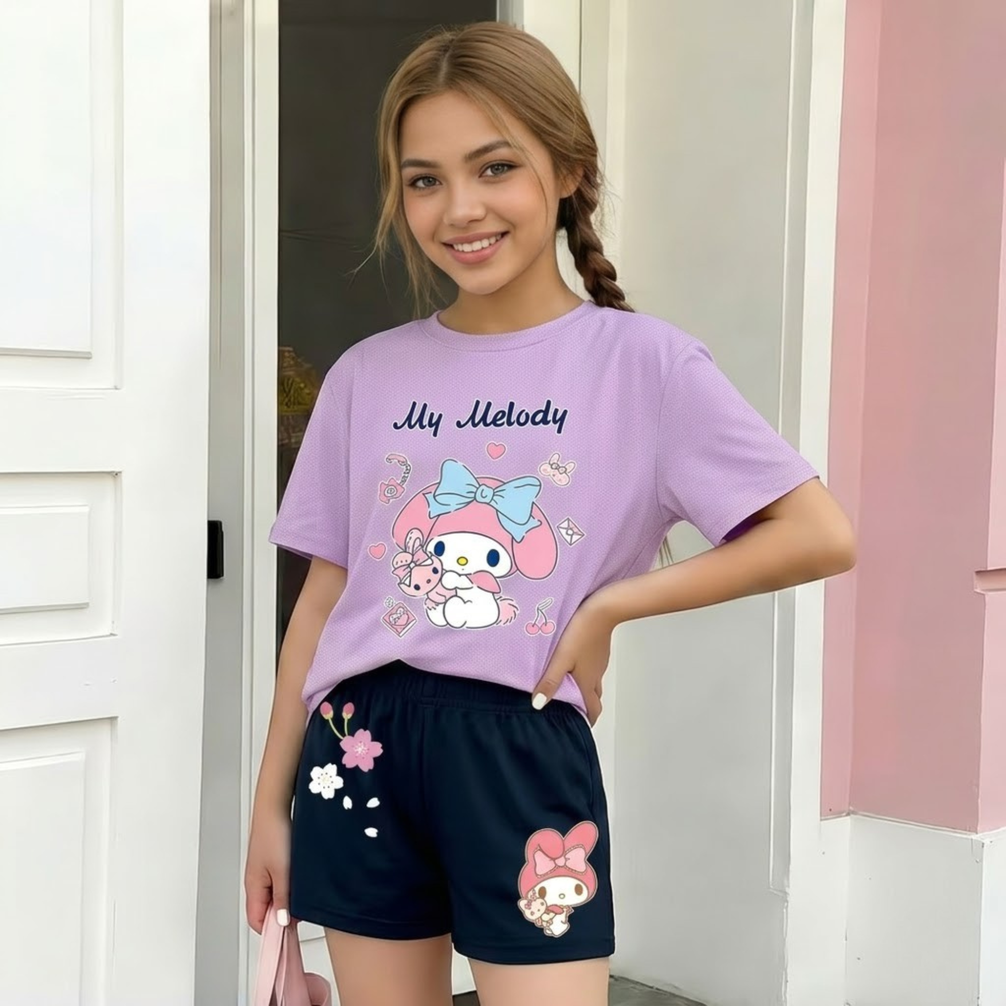 My Melody Printed Soft 2 Piece Summer Set For Girls