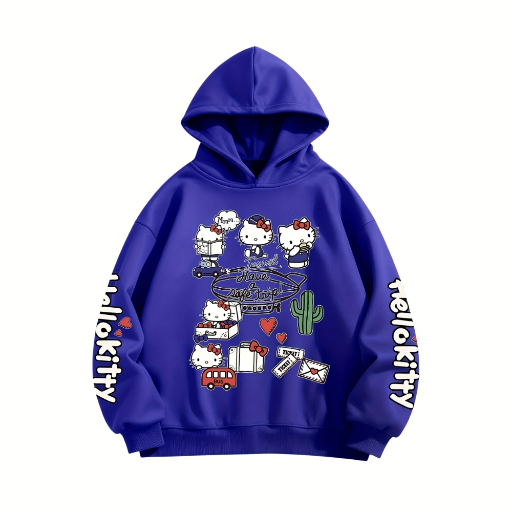 Hello Kitty Themed Casual Hooded Sweatshirt