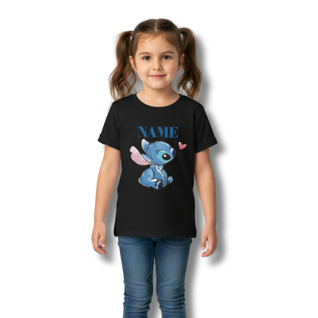 Custom Stitch Cartoon Personalized Name Kids Tee