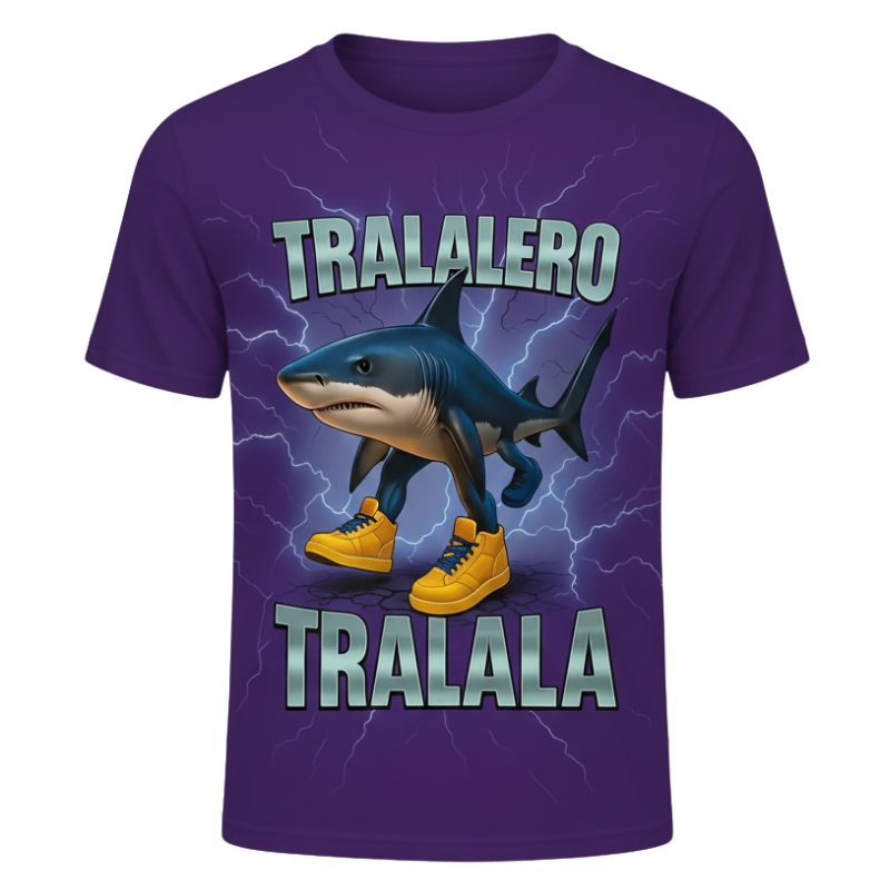 Casual Tralalero Shark Graphic T Shirt For Boys