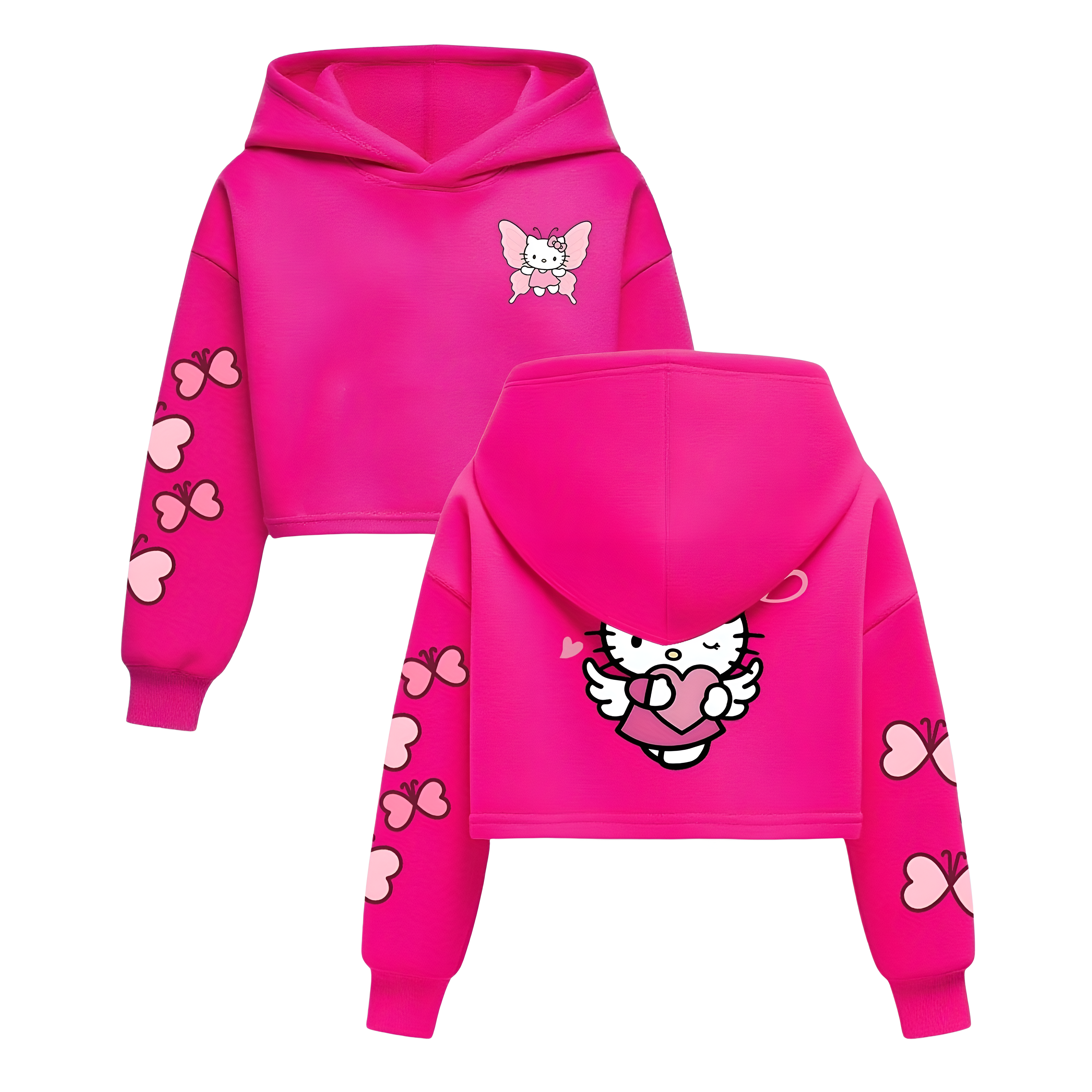 Modern Character Butterfly Urban Aesthetic Kids Hoodie