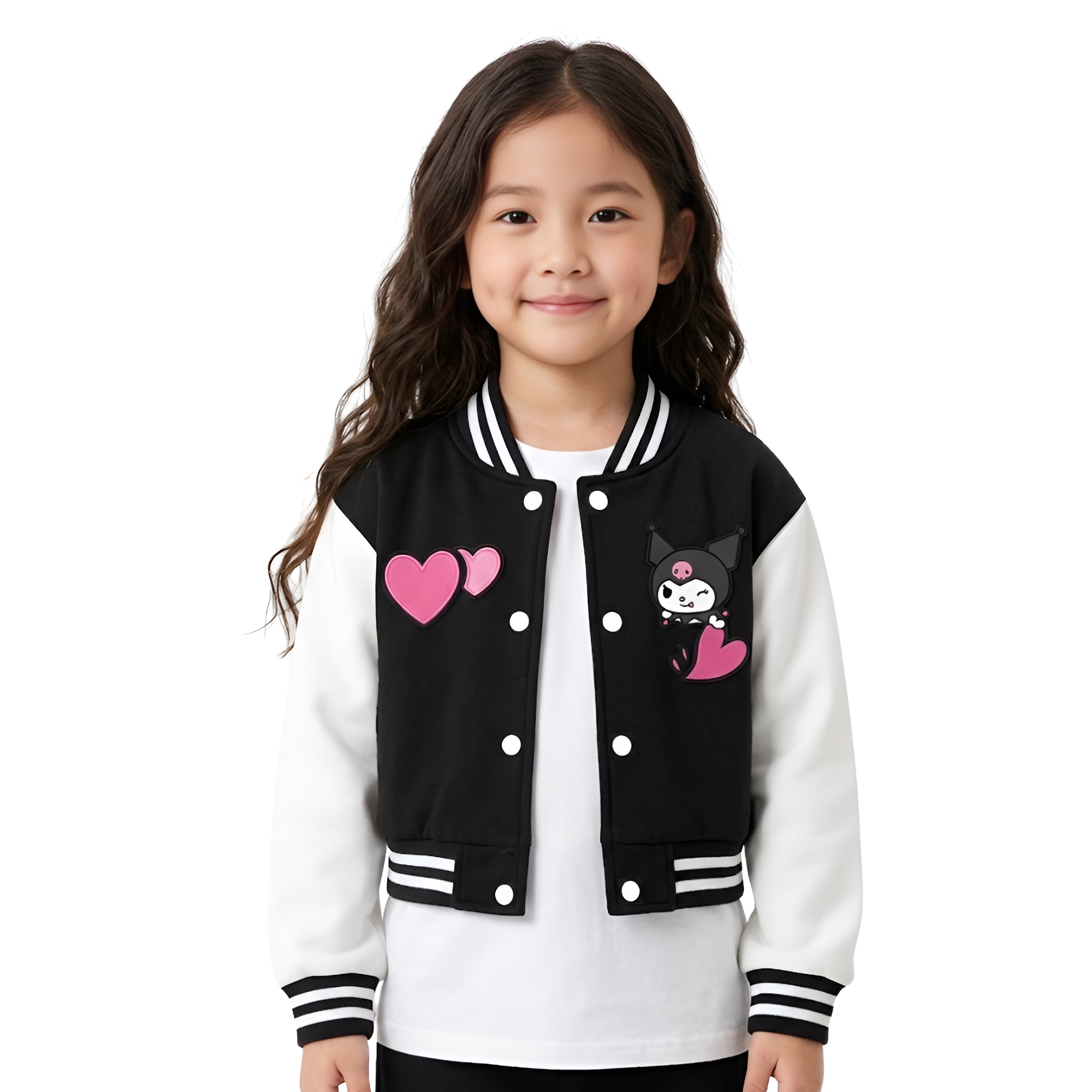 Stylish Kuromi Themed Baseball Jacket For Girls 