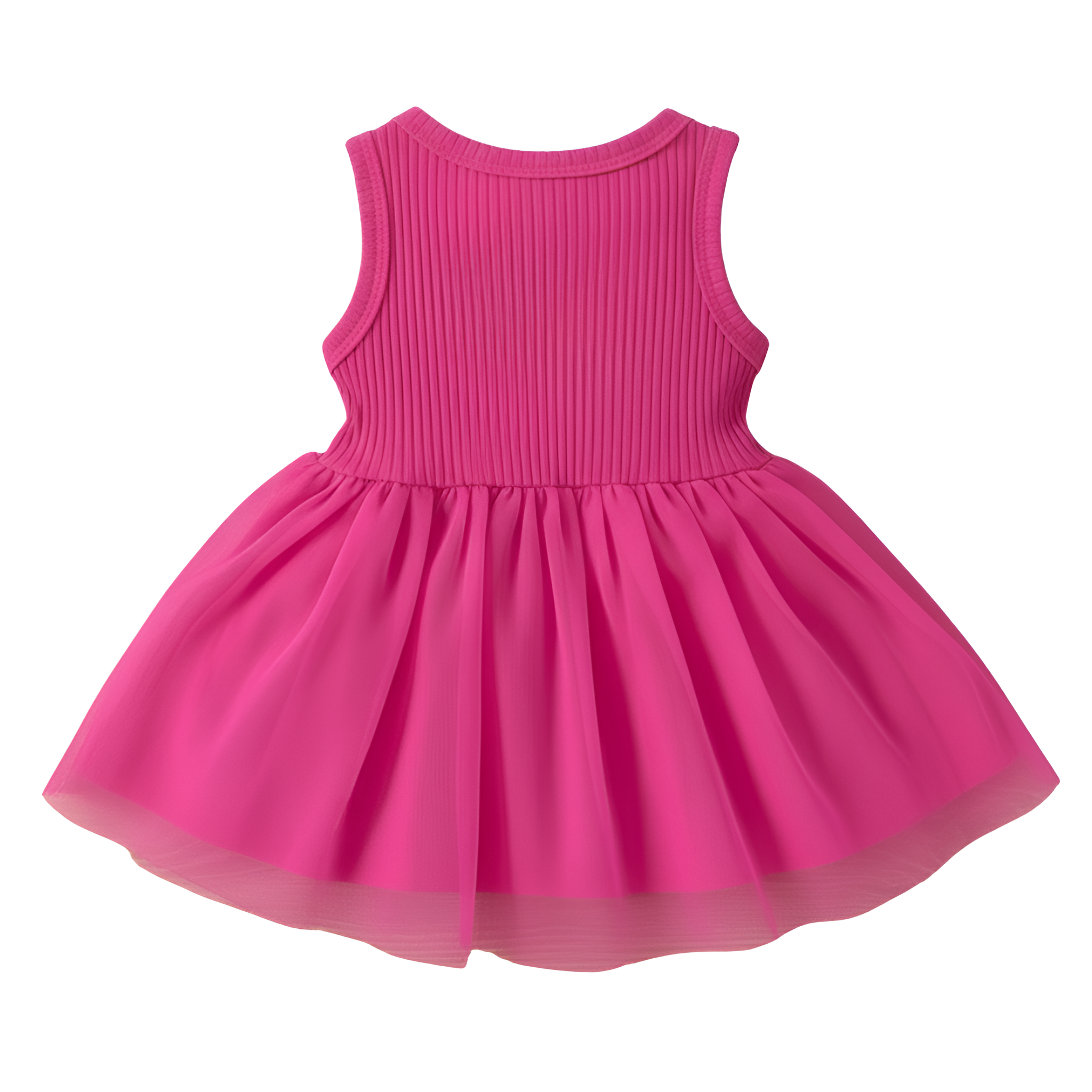 Summer Style Girl Round Neck Floral Waist Decor Vest Casual Dress