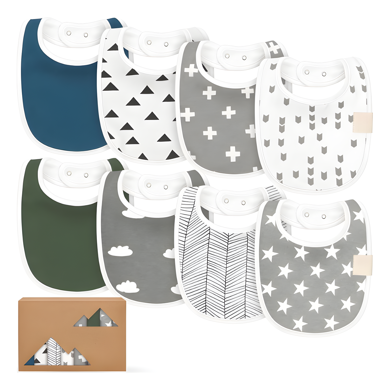8 Pieces Soft Organic Baby Bibs For Boys And Girls