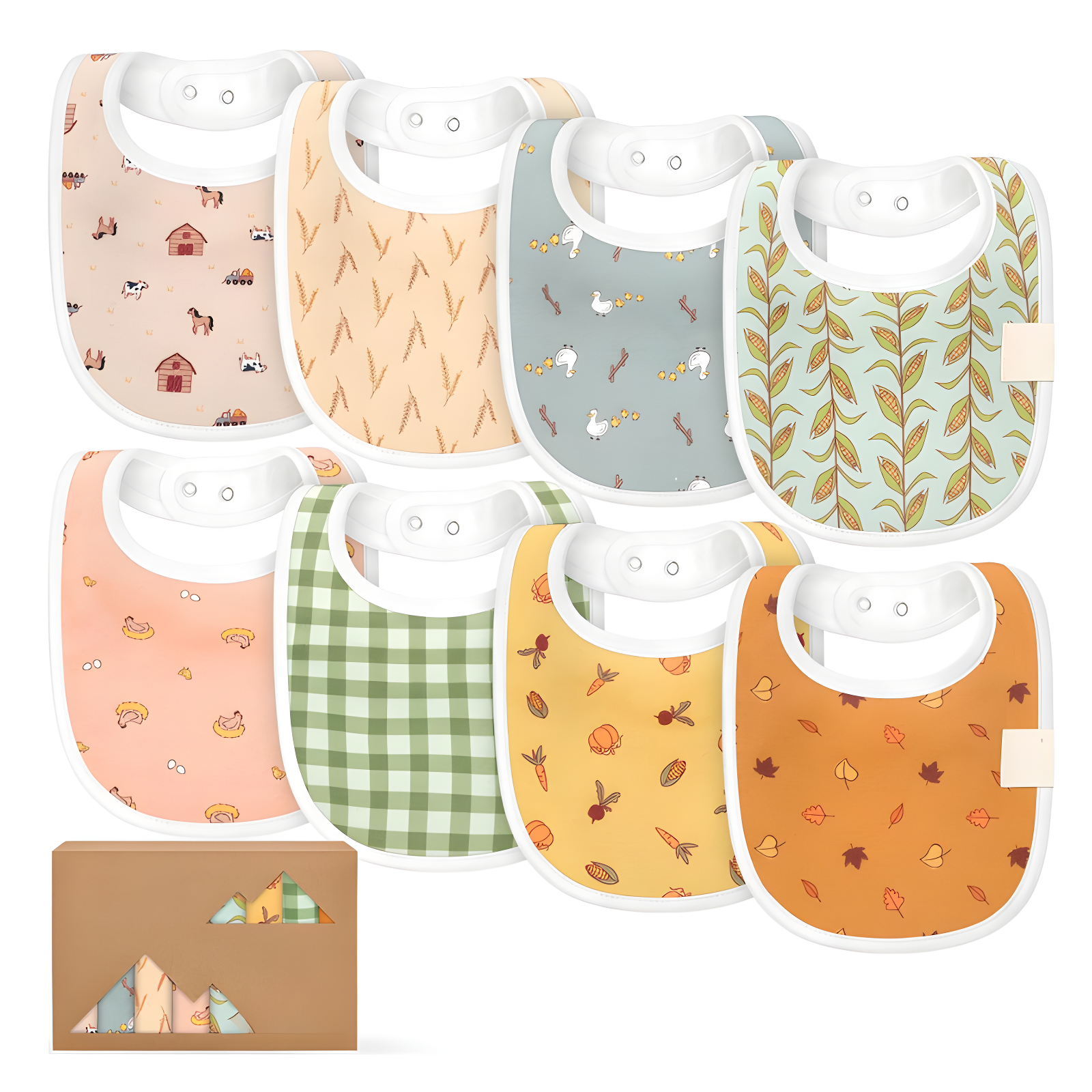 8 Pieces Soft Organic Baby Bibs For Boys And Girls