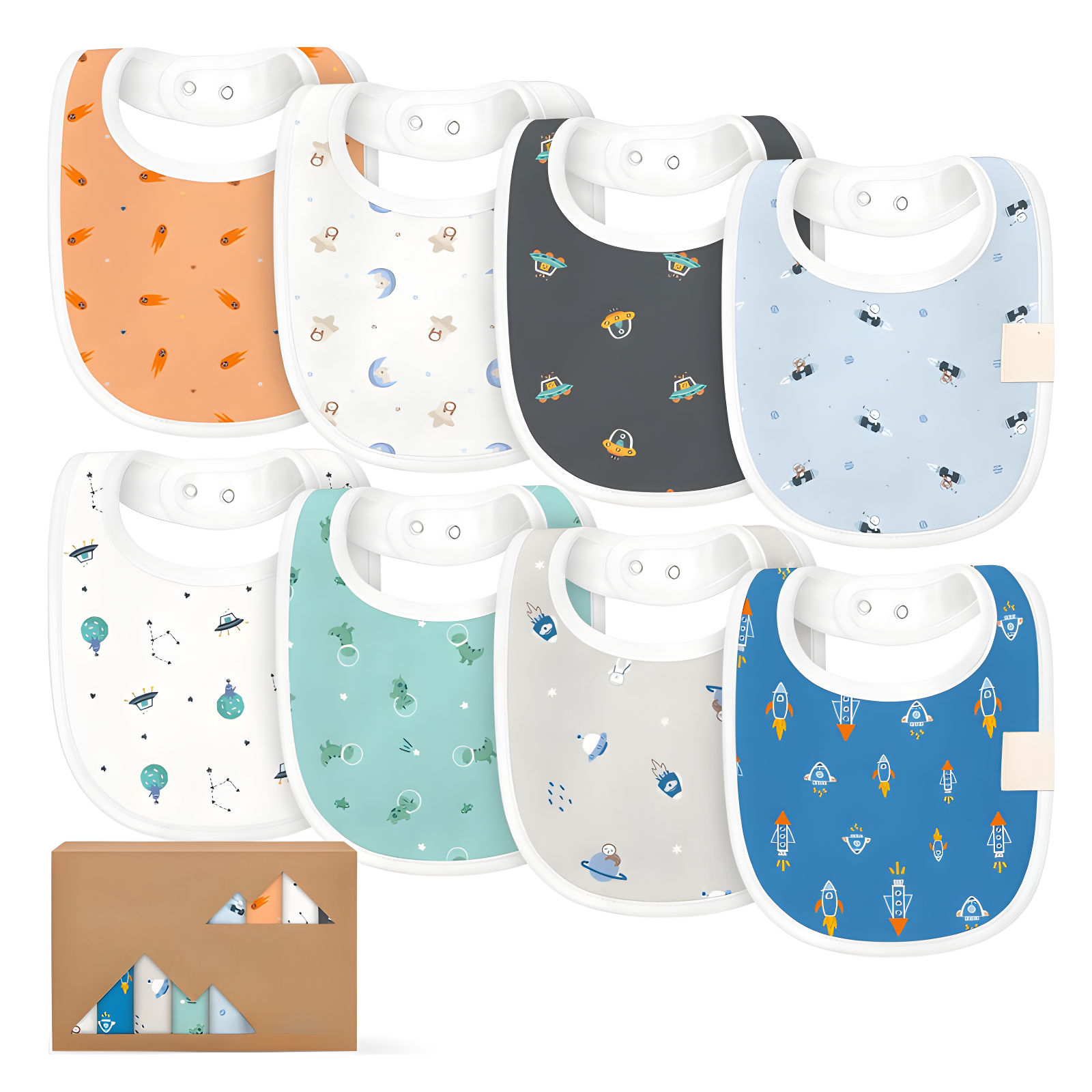 8 Pieces Soft Organic Baby Bibs For Boys And Girls
